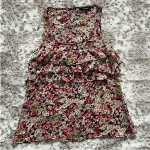 Express floral ruffle sheer tank top size small